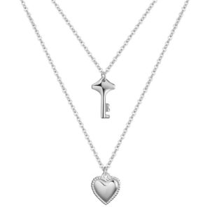 Collier cœur -clé Argenté