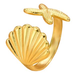 Bague  Étoile de mer et coquillage